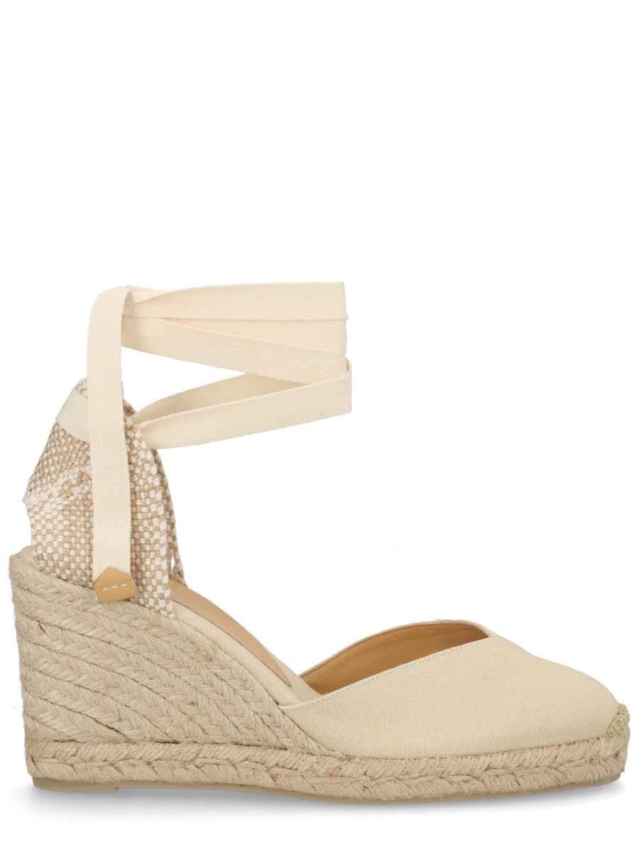 Castañer Ivory Cotton Leather Heel