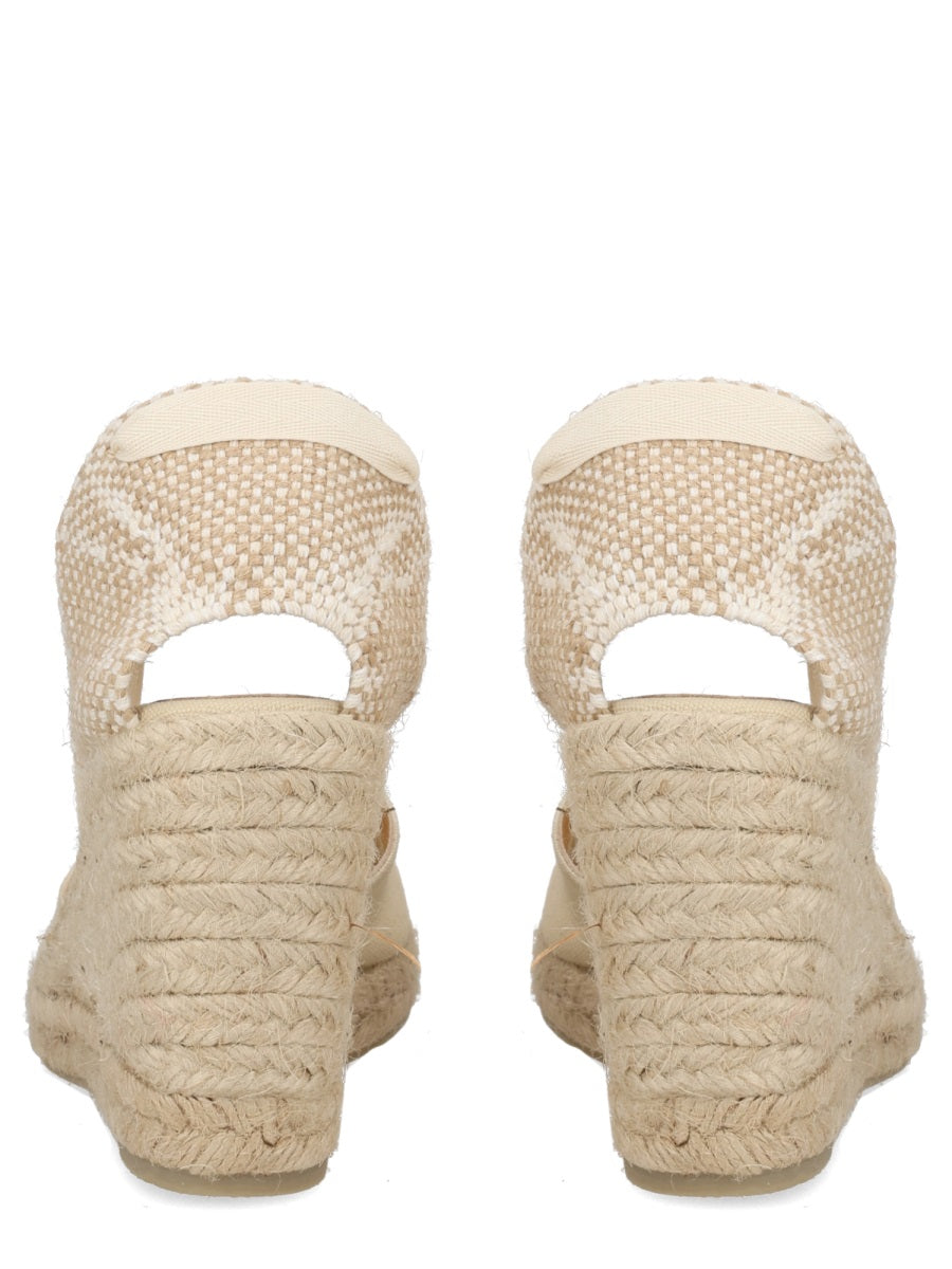 Castañer Ivory Cotton Leather Heel
