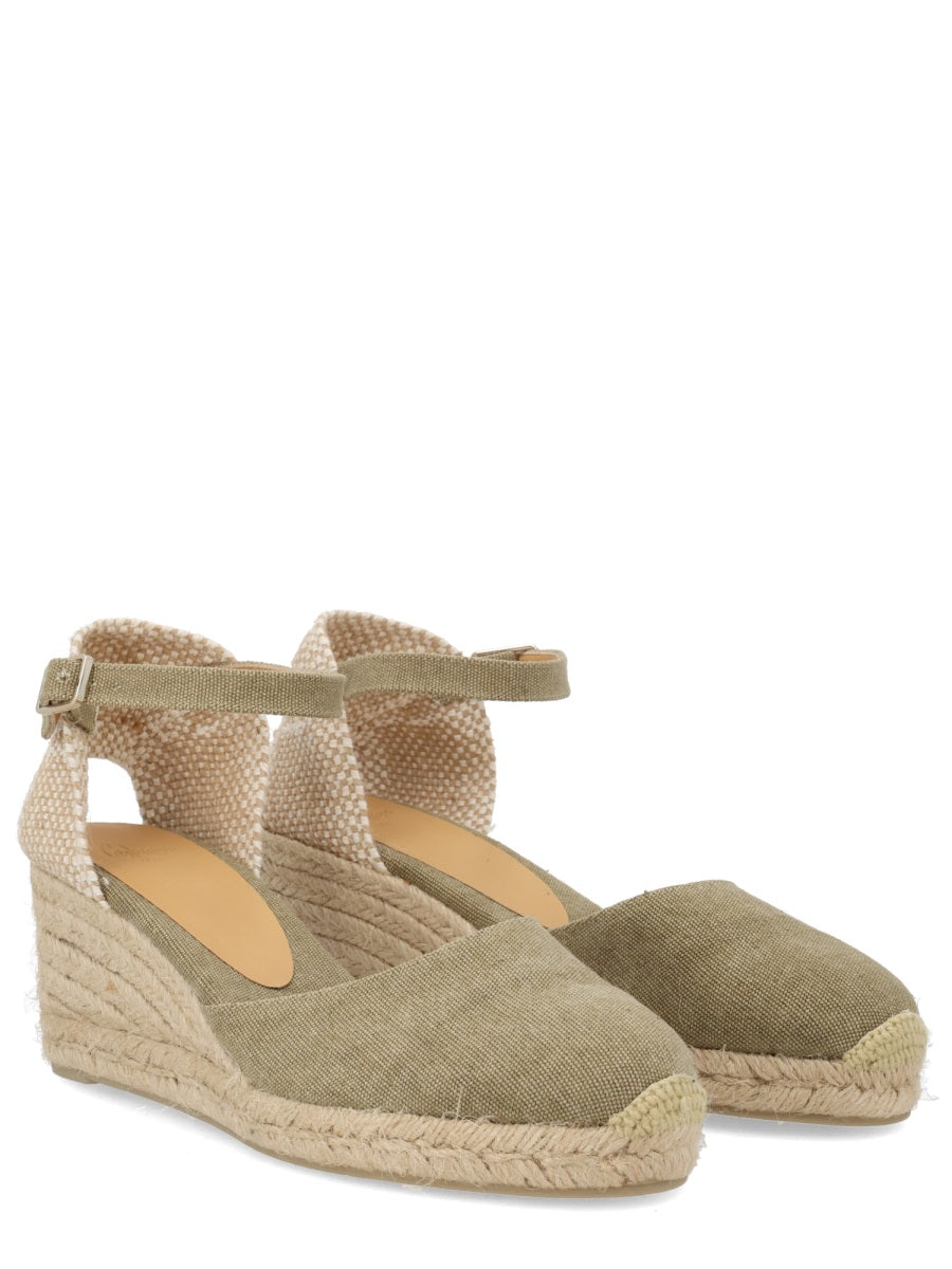 Castañer Green Cotton Leather Heel