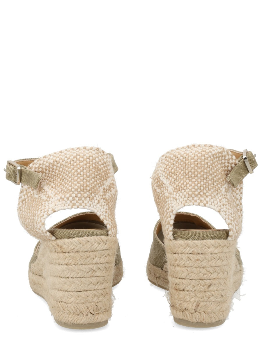 Castañer Green Cotton Leather Heel