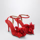 Ferragamo  Red Satin Sandals With Flower