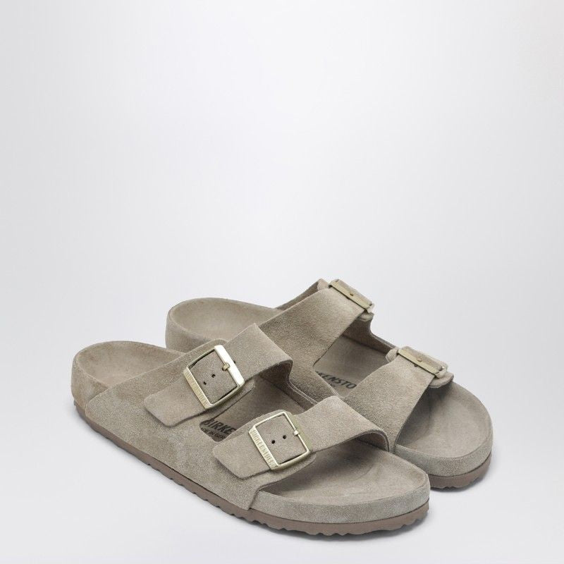 Birkenstock Arizona Slide In Taupe Suede Leather