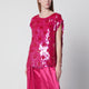 Dries Van Noten Fuchsia Silk Top With Sequins