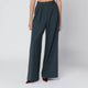 Dries Van Noten  Straight Pants With Dark Green Pleats