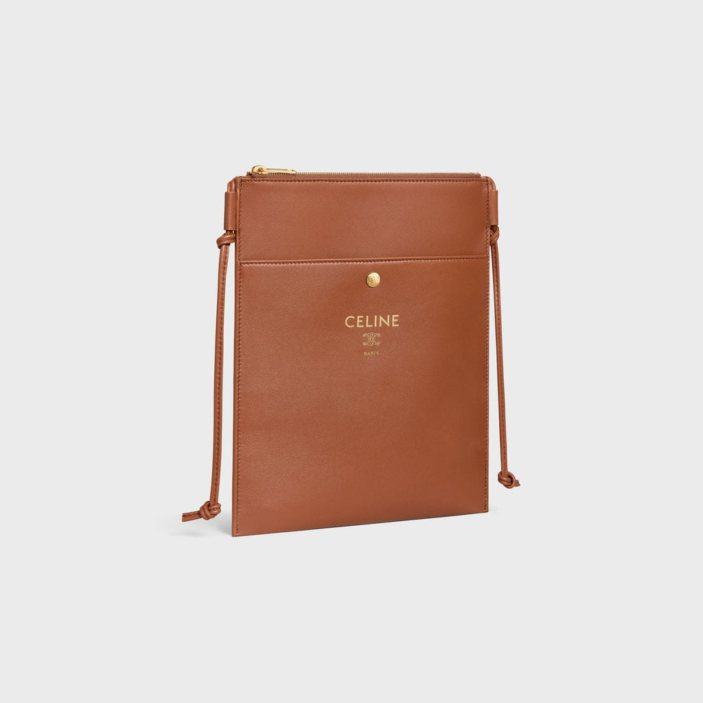 Celine Tan Brown Lamb Leather Sharp Pouch