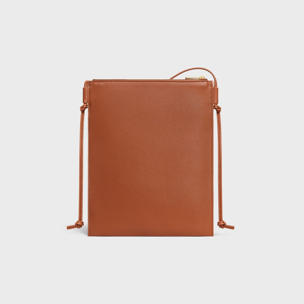 Celine Tan Brown Lamb Leather Sharp Pouch