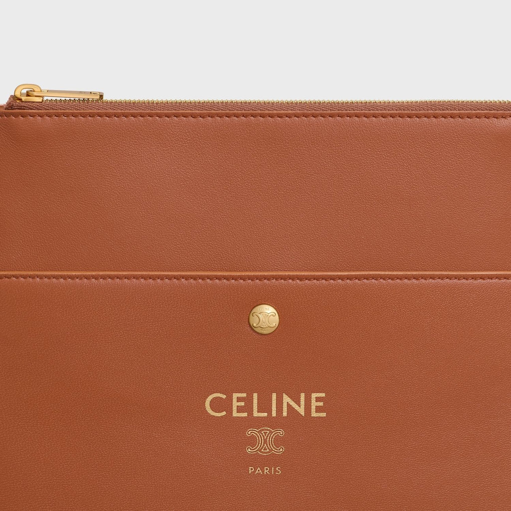 Celine Tan Brown Lamb Leather Sharp Pouch