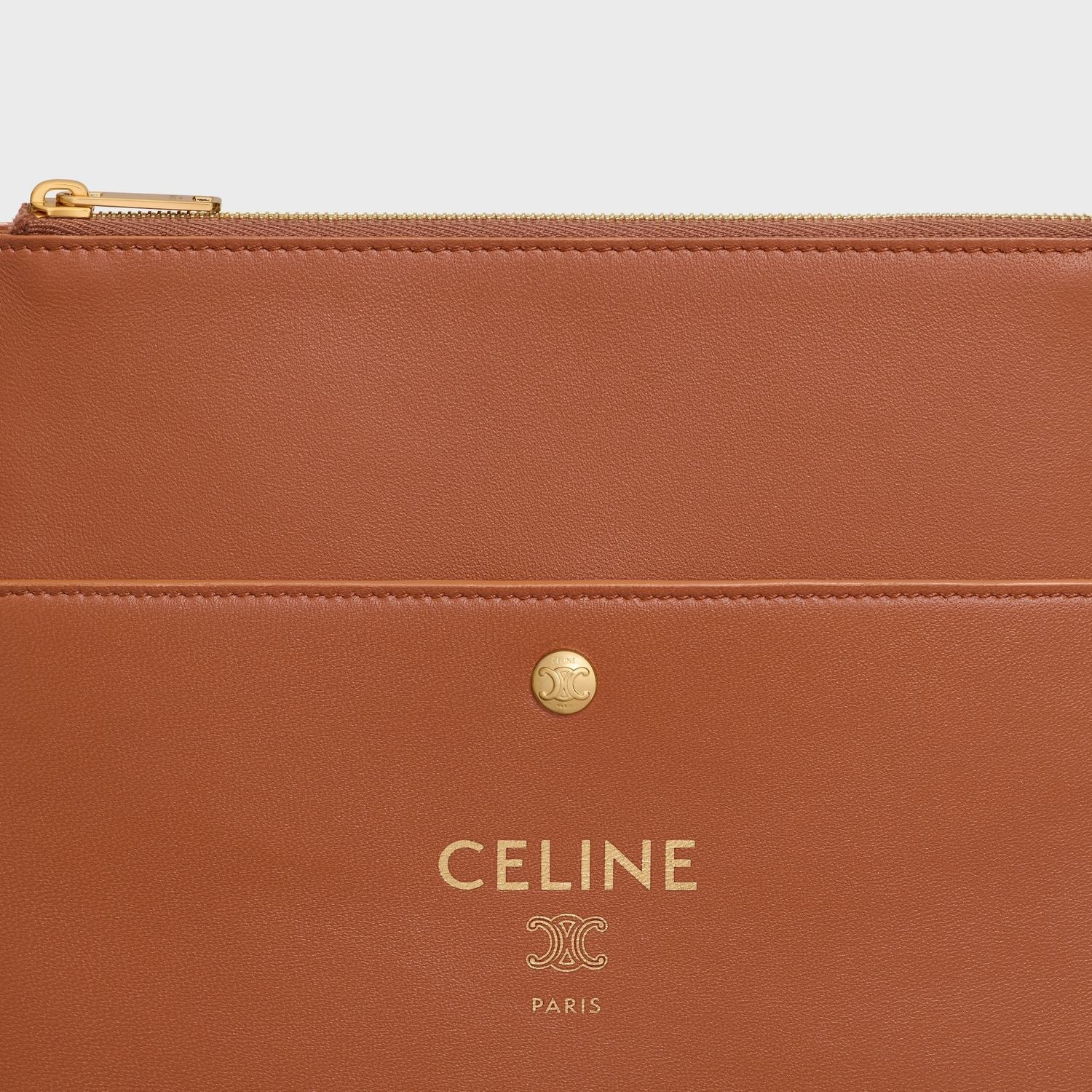 Celine Tan Brown Lamb Leather Sharp Pouch