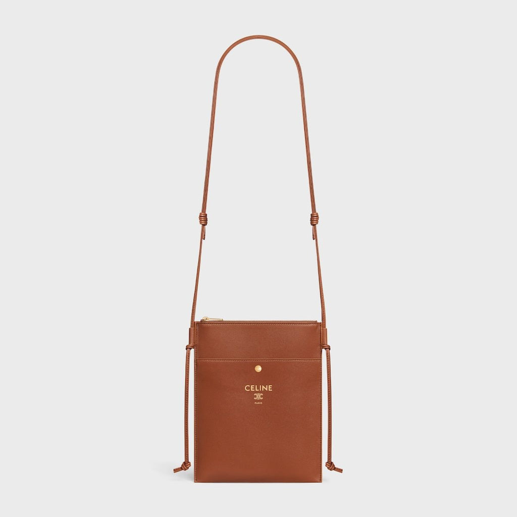 Celine Tan Brown Lamb Leather Sharp Pouch