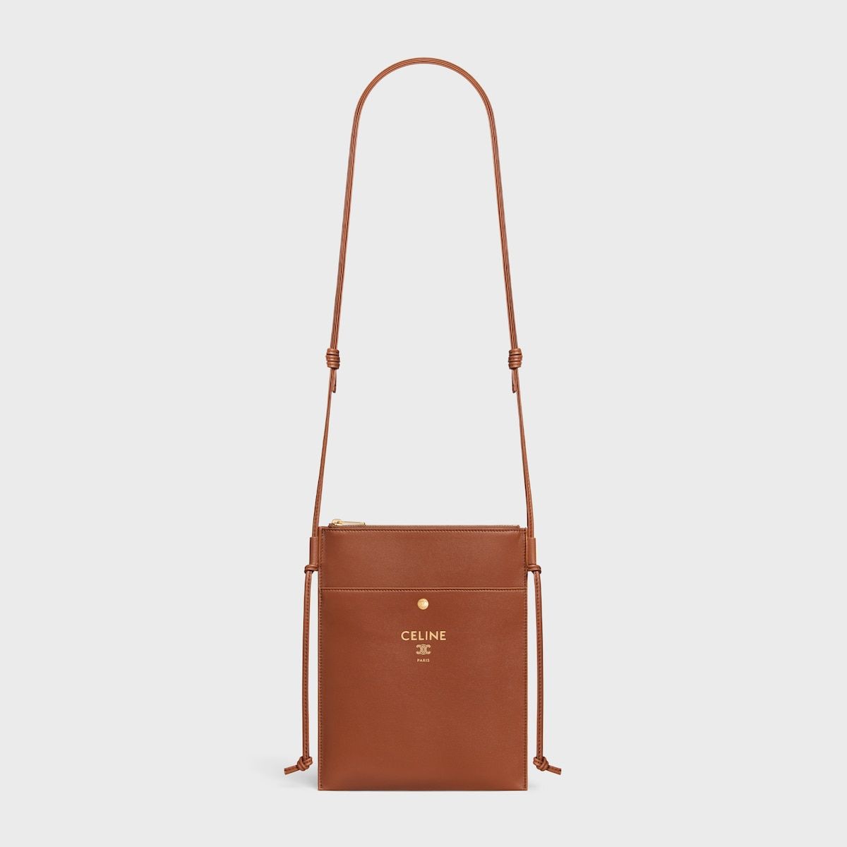 Celine Tan Brown Lamb Leather Sharp Pouch