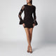 Rotate Birgerchristensen Dark Brown 3D Flower Floral Lace Mini Dress