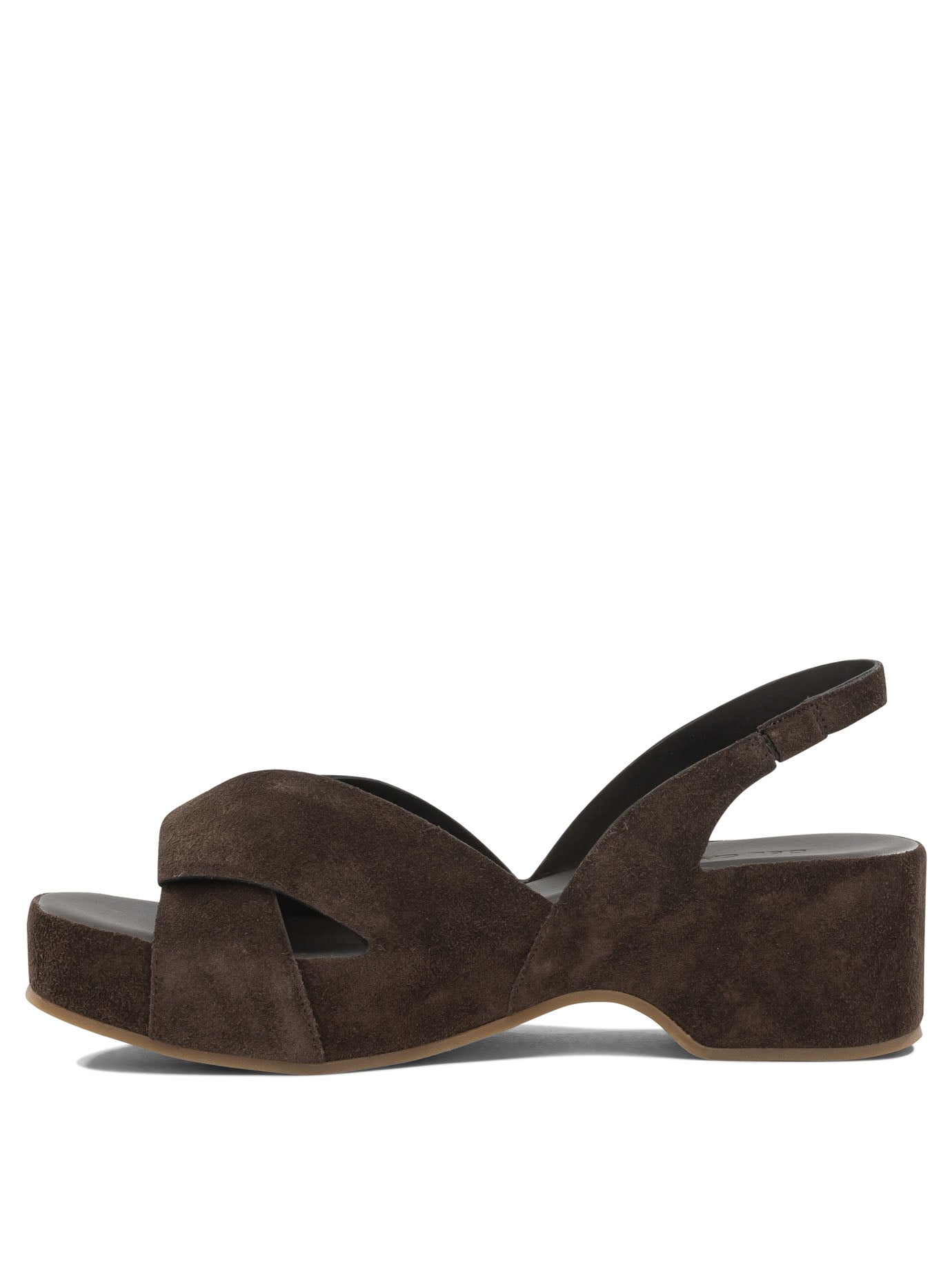 Del Carlo Brown Calf Leather Rubber Sandals