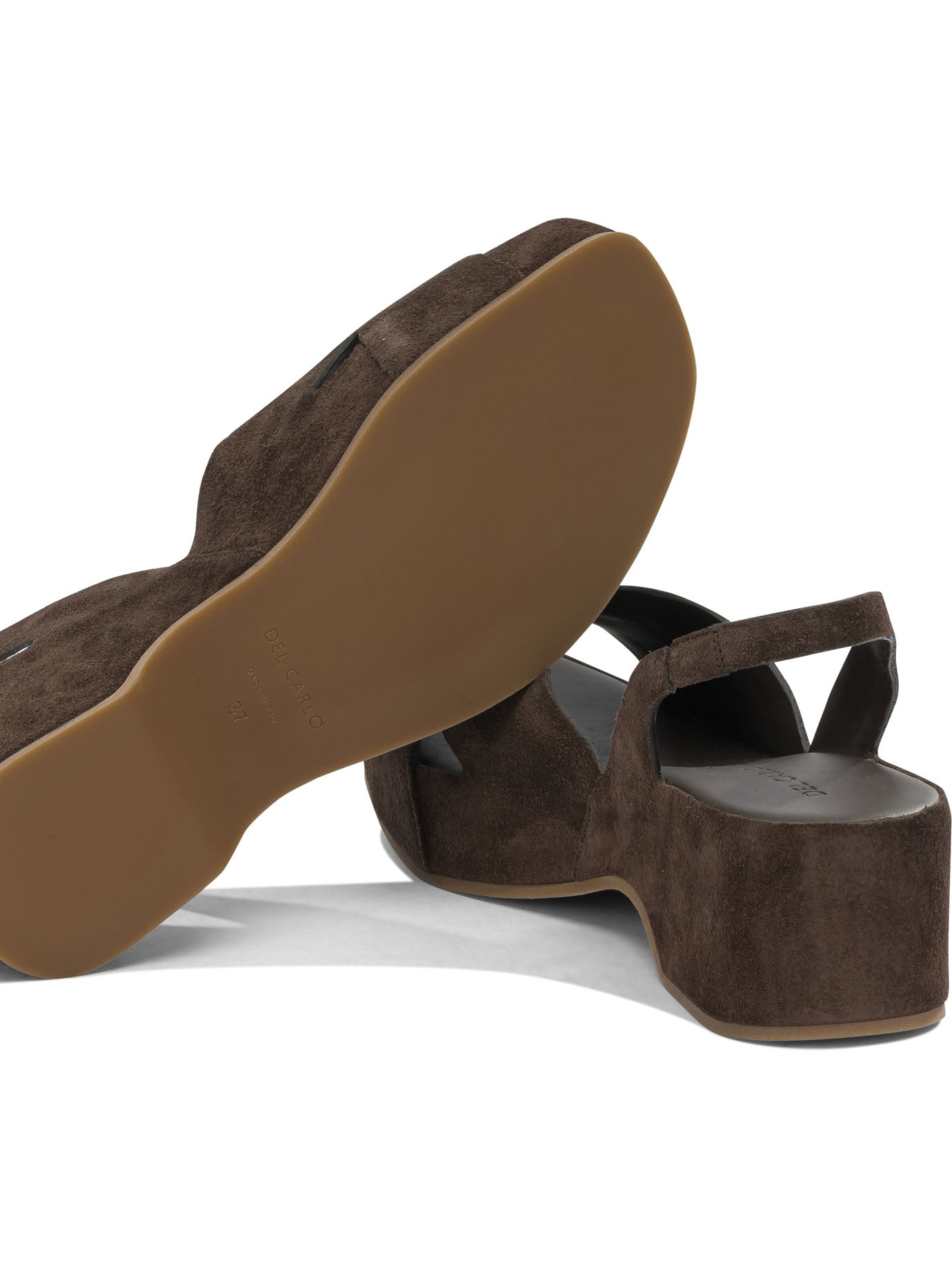 Del Carlo Brown Calf Leather Rubber Sandals