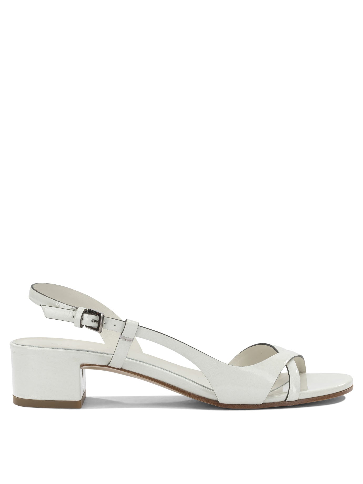 Del Carlo White Calf Leather Leather Sandals