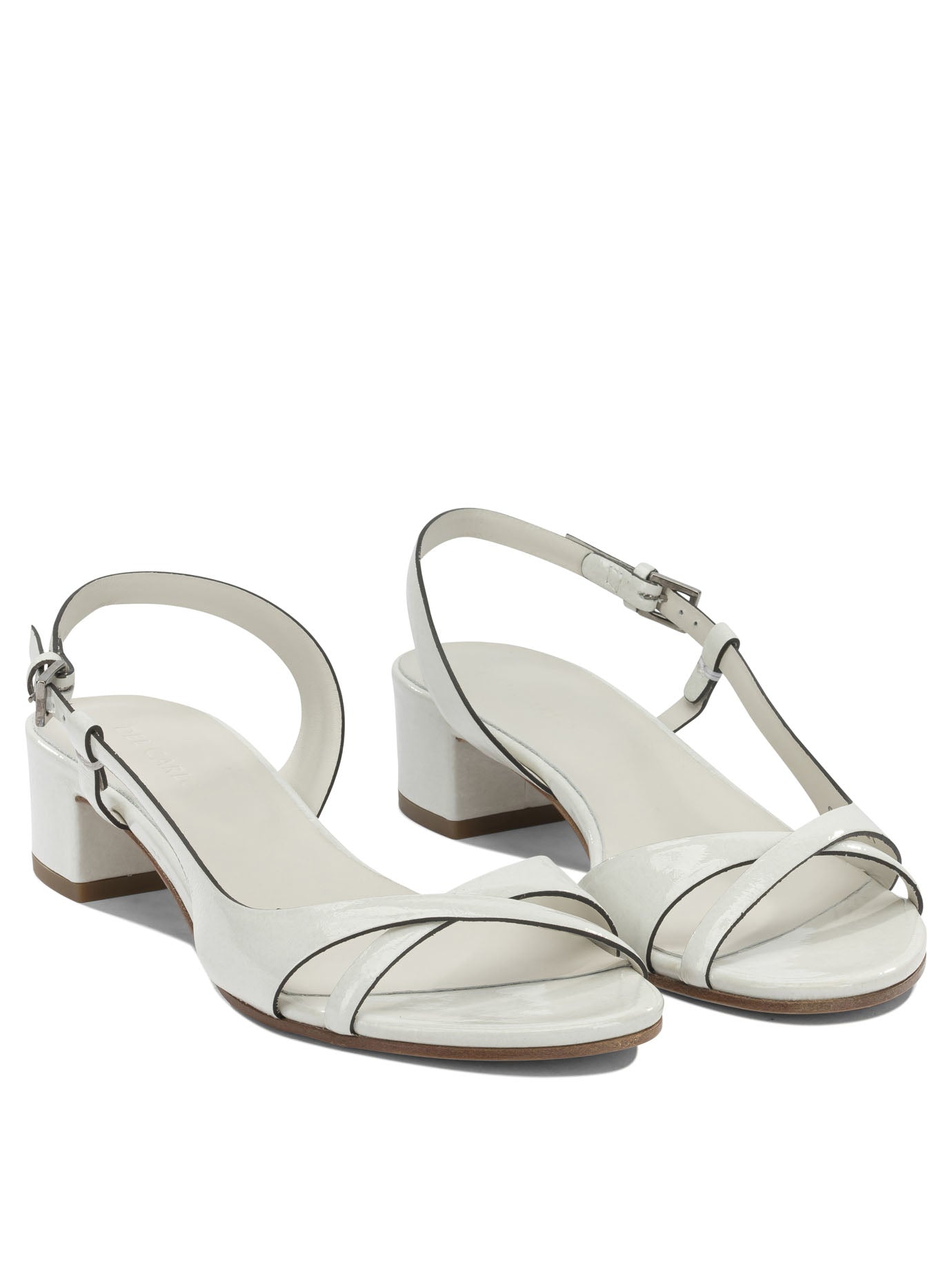 Del Carlo White Calf Leather Leather Sandals