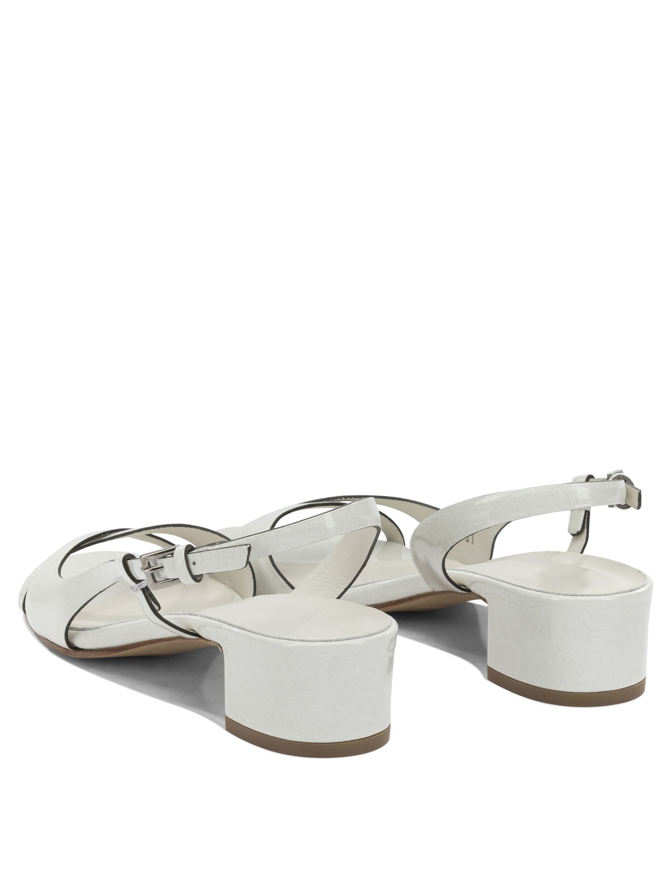 Del Carlo White Calf Leather Leather Sandals