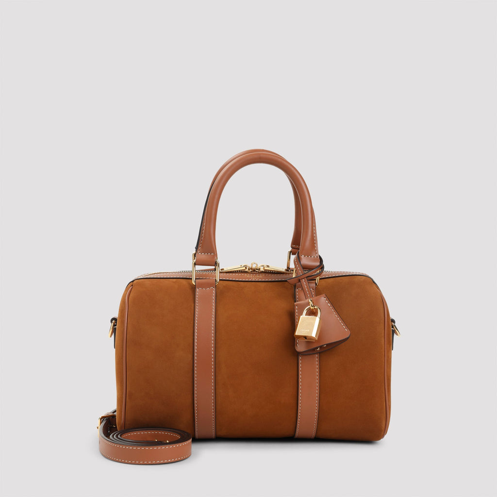 Celine Brown Medium Boston Suede Leather Shoulder Bag
