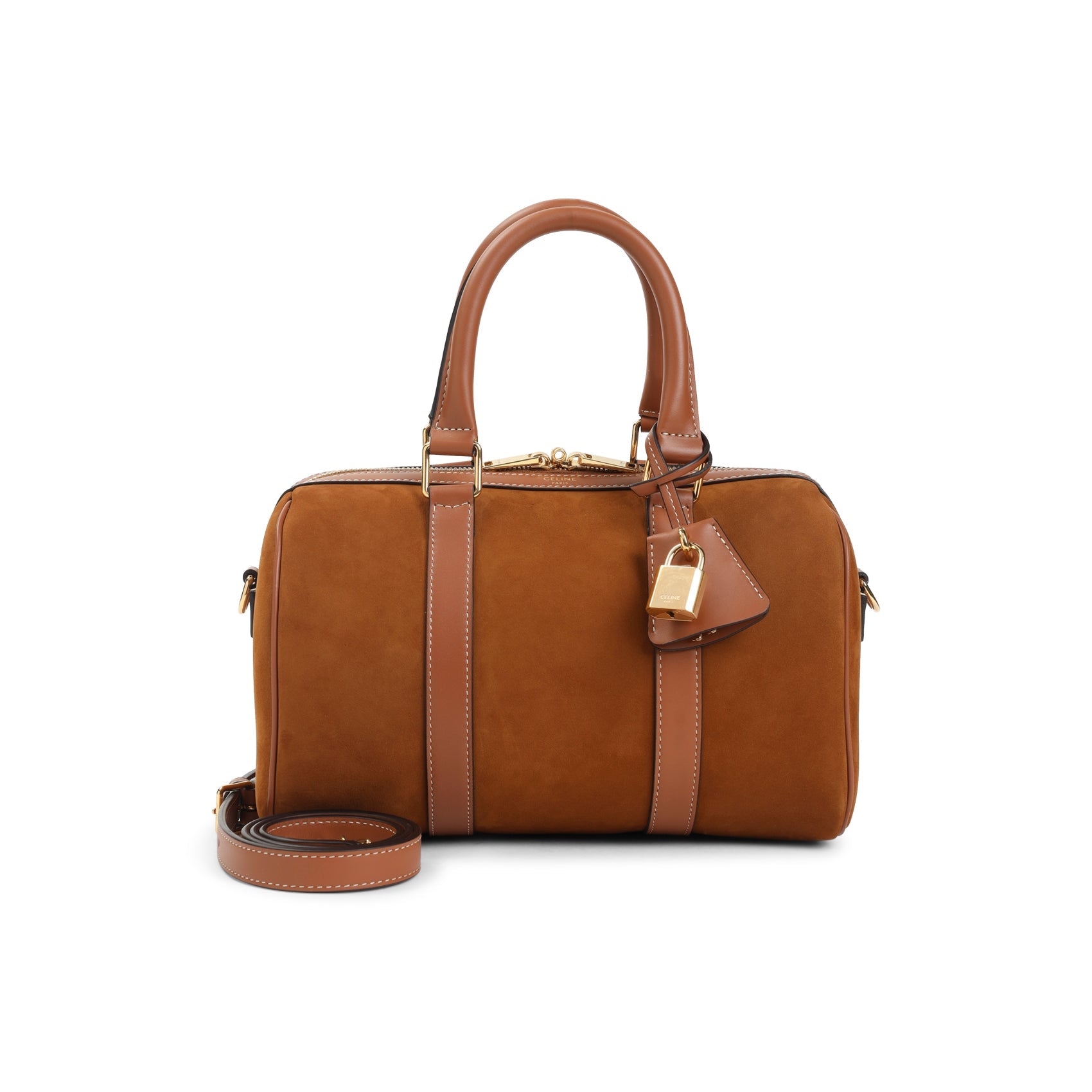Celine Brown Medium Boston Suede Leather Shoulder Bag