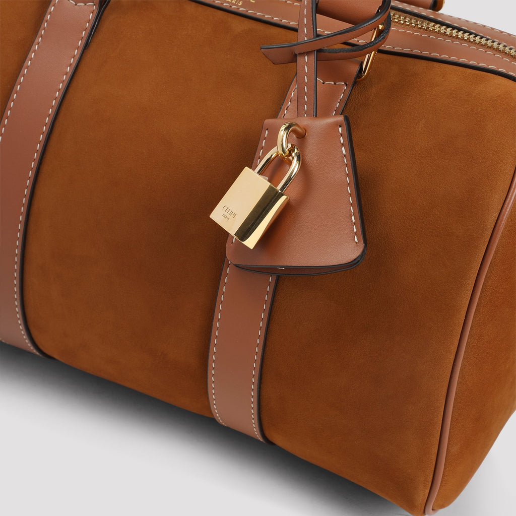 Celine Brown Medium Boston Suede Leather Shoulder Bag