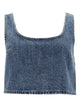 Self-Portrait Denim Crop Top With Rhinestones