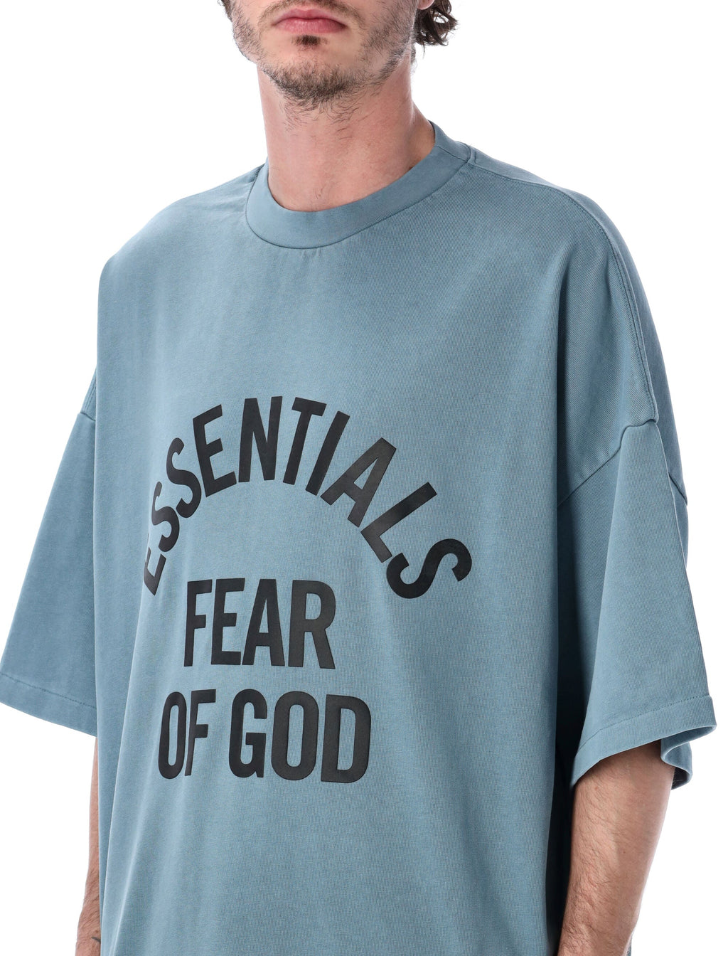 Fear Of God Essentials Campus 90S Faded Blue Cotton Jersey Tshirt