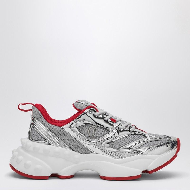 Christian Louboutin So Flo Running Sneaker Silver/Red