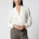 Victoria Beckham Ivory Silk Vneck Blouse