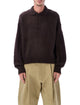 Studio Nicholson Studio Nicholson Dune Brown Superkid Mohair Polo Sweater