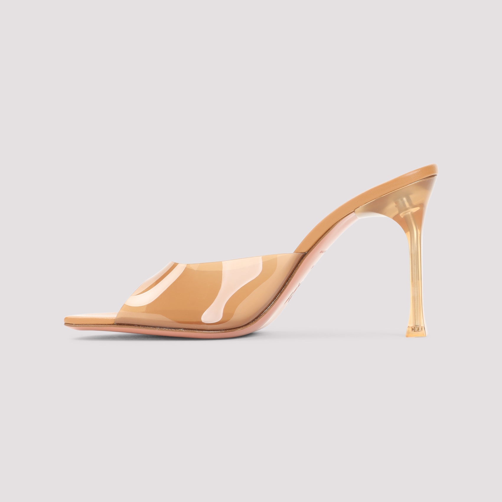 Amina Muaddi Milk Brown Leather Alexa Glass 95 Slippers