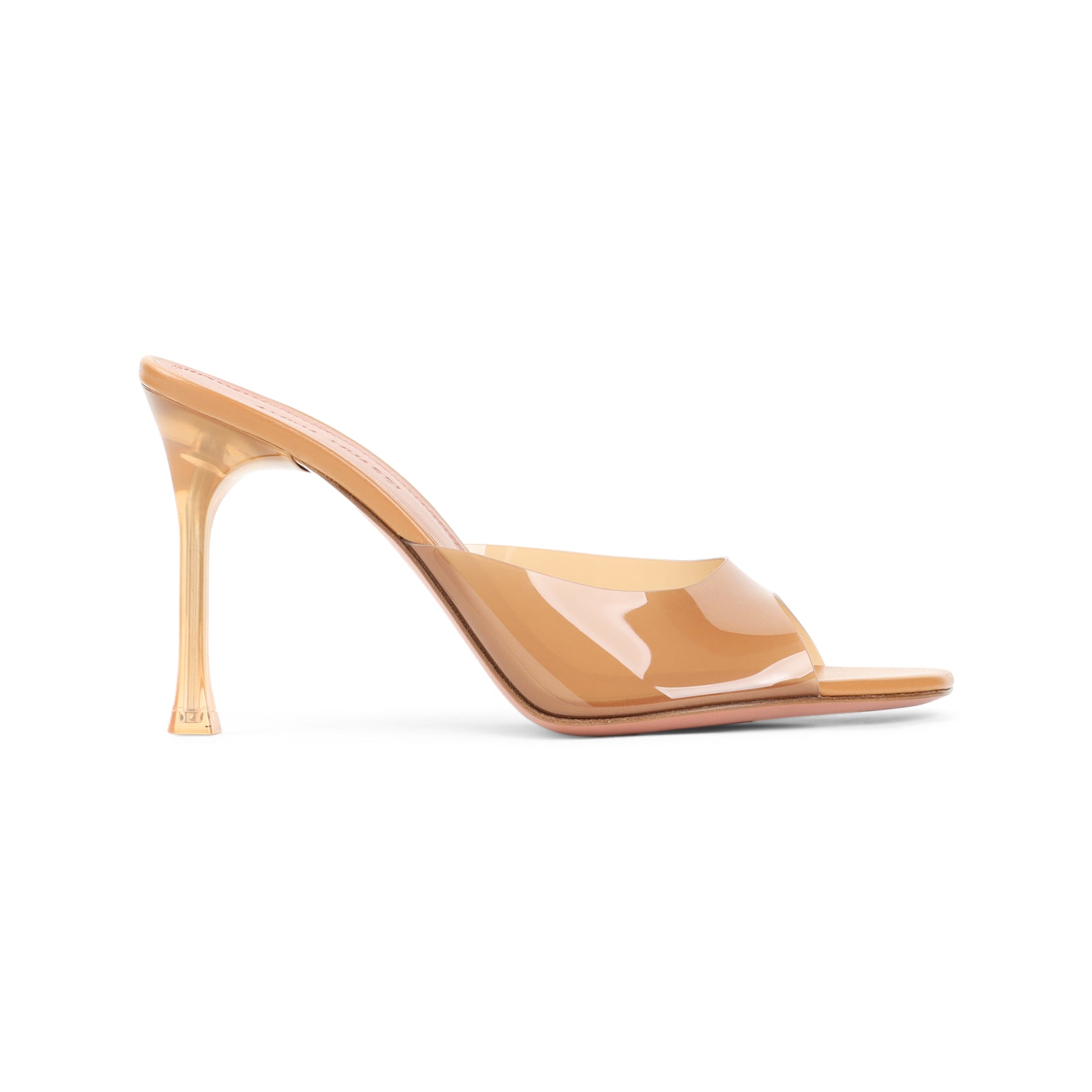 Amina Muaddi Milk Brown Leather Alexa Glass 95 Slippers