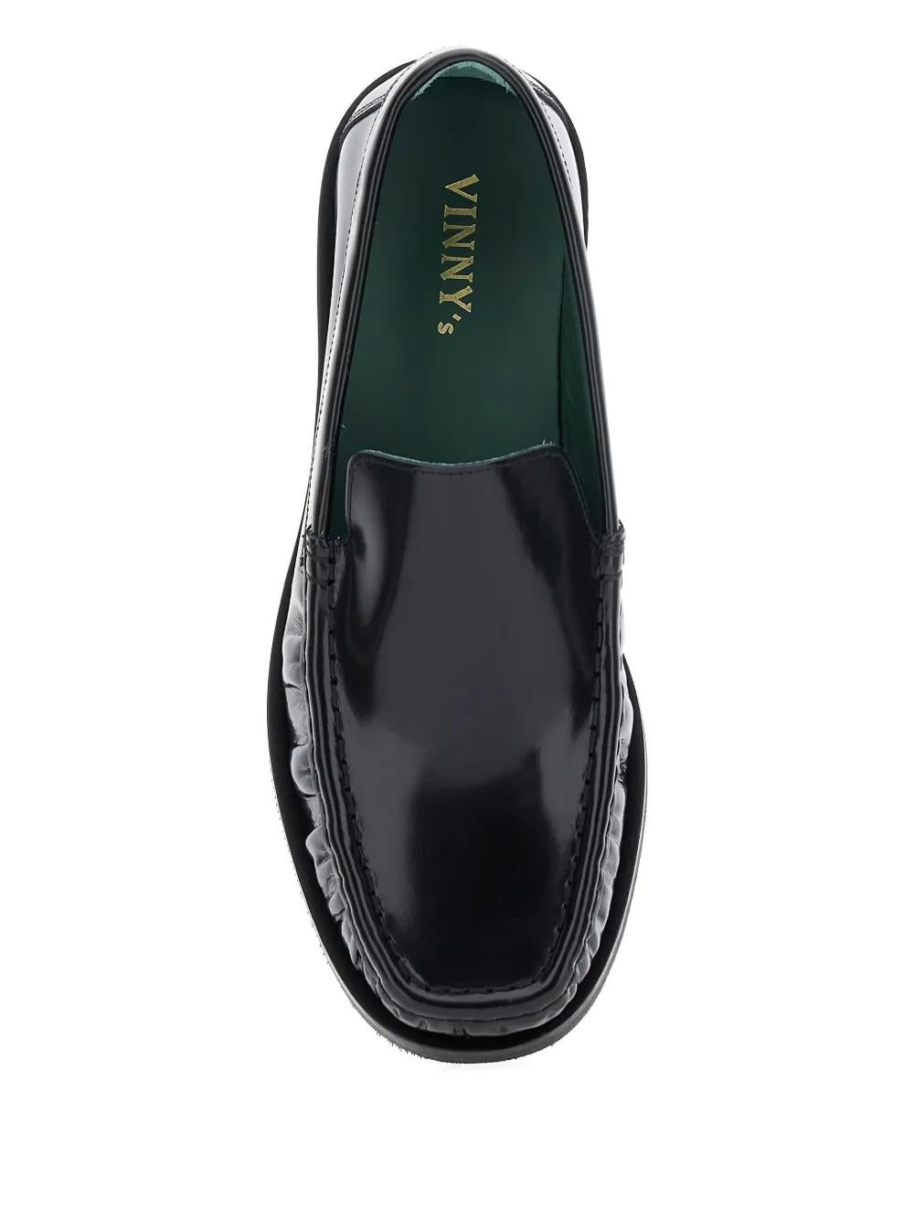 Vinnys Black Leather Micahel Moccasins
