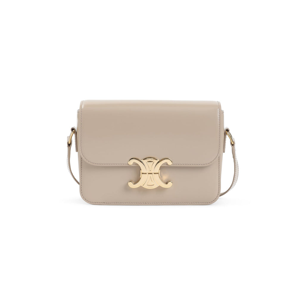Celine Beige Teen Triomphe Calf Leather Shoulder Bag
