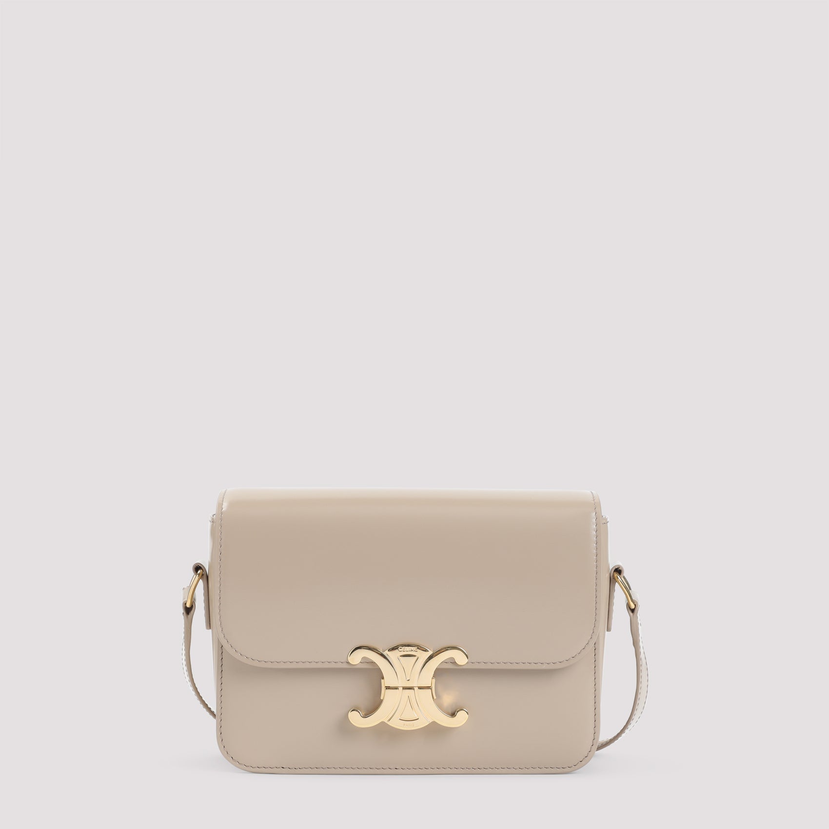 Celine Beige Teen Triomphe Calf Leather Shoulder Bag