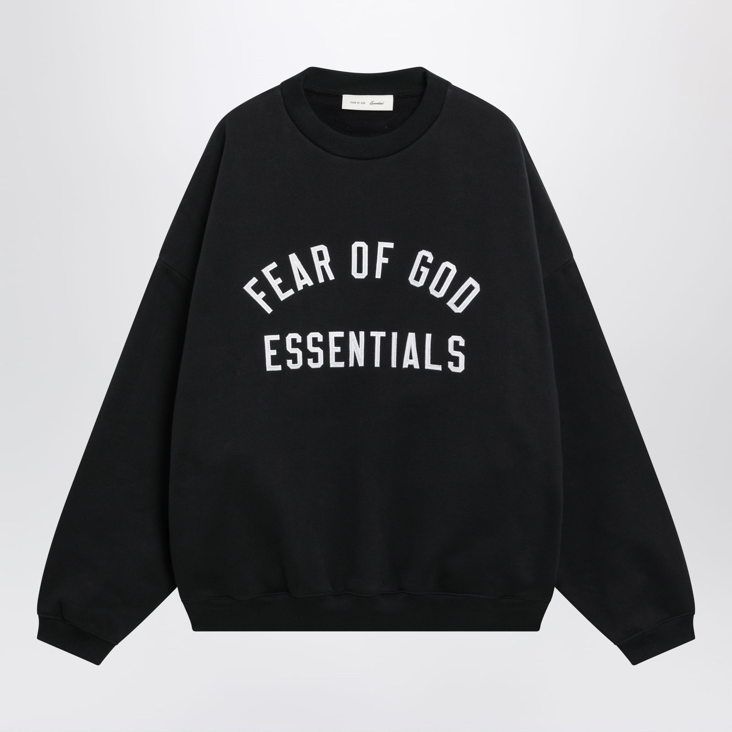 Fear Of God Essentials Black Cotton Fleece Sweatshirt With Logo Embroidery