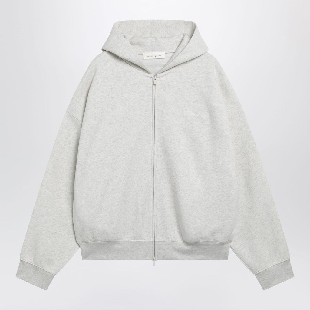 Fear Of God Essentials Light Grey Mélange Cotton Fleece Zipup Sweatshirt