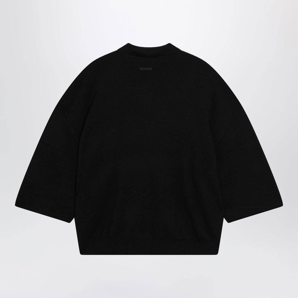 Fear Of God Essentials Signature 90Sstyle Knit 3/4Sleeve Polo In Black