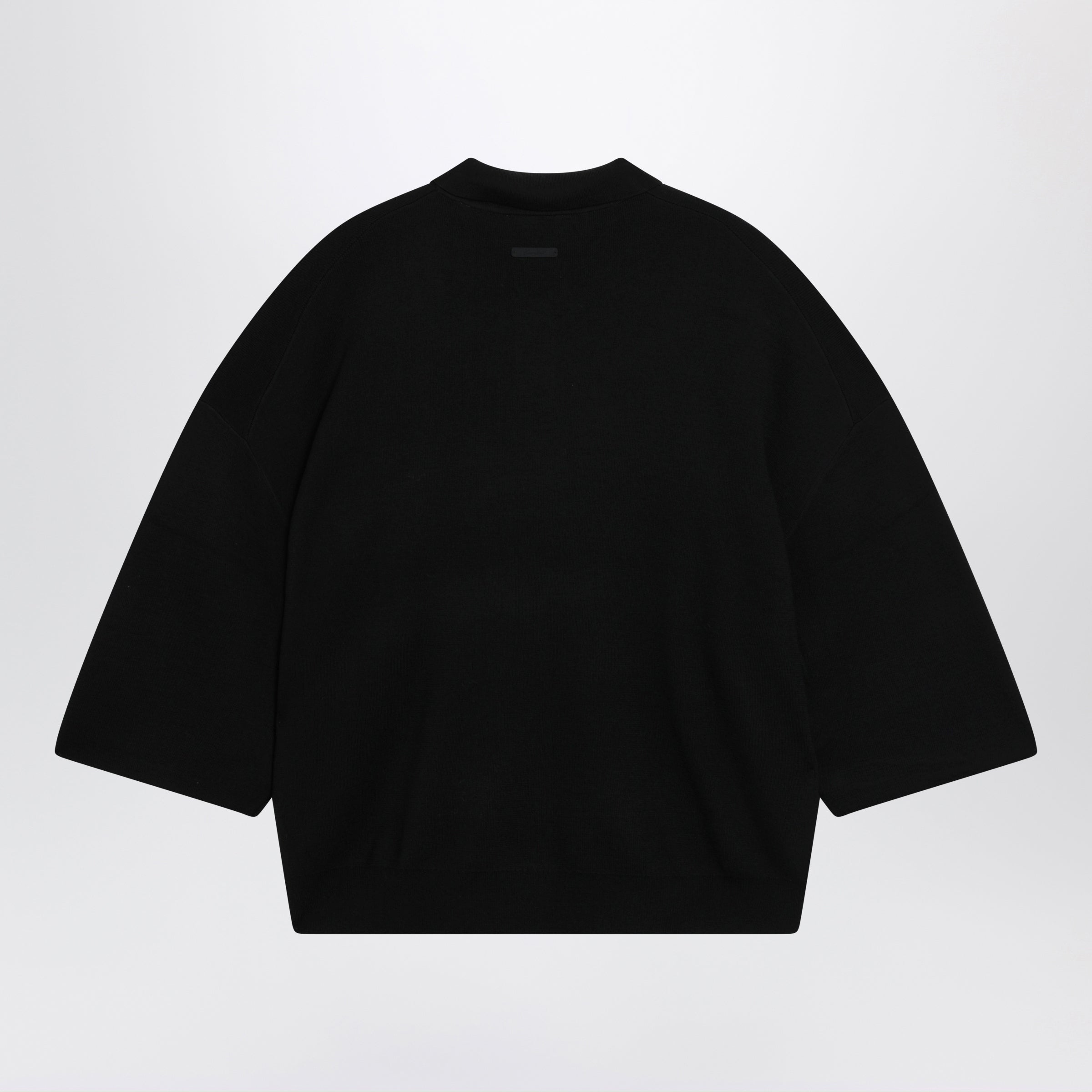 Fear Of God Essentials Signature 90S-Style Knit 3/4-Sleeve Polo In Black