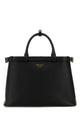 Prada Black Leather Medium Prada Buckle Handbag