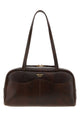 Prada Dark Brown Leather Large Prada Carry Shoulder Bag