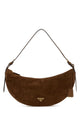 Prada Brown Suede Large Prada Demi-Lune Crossbody Bag
