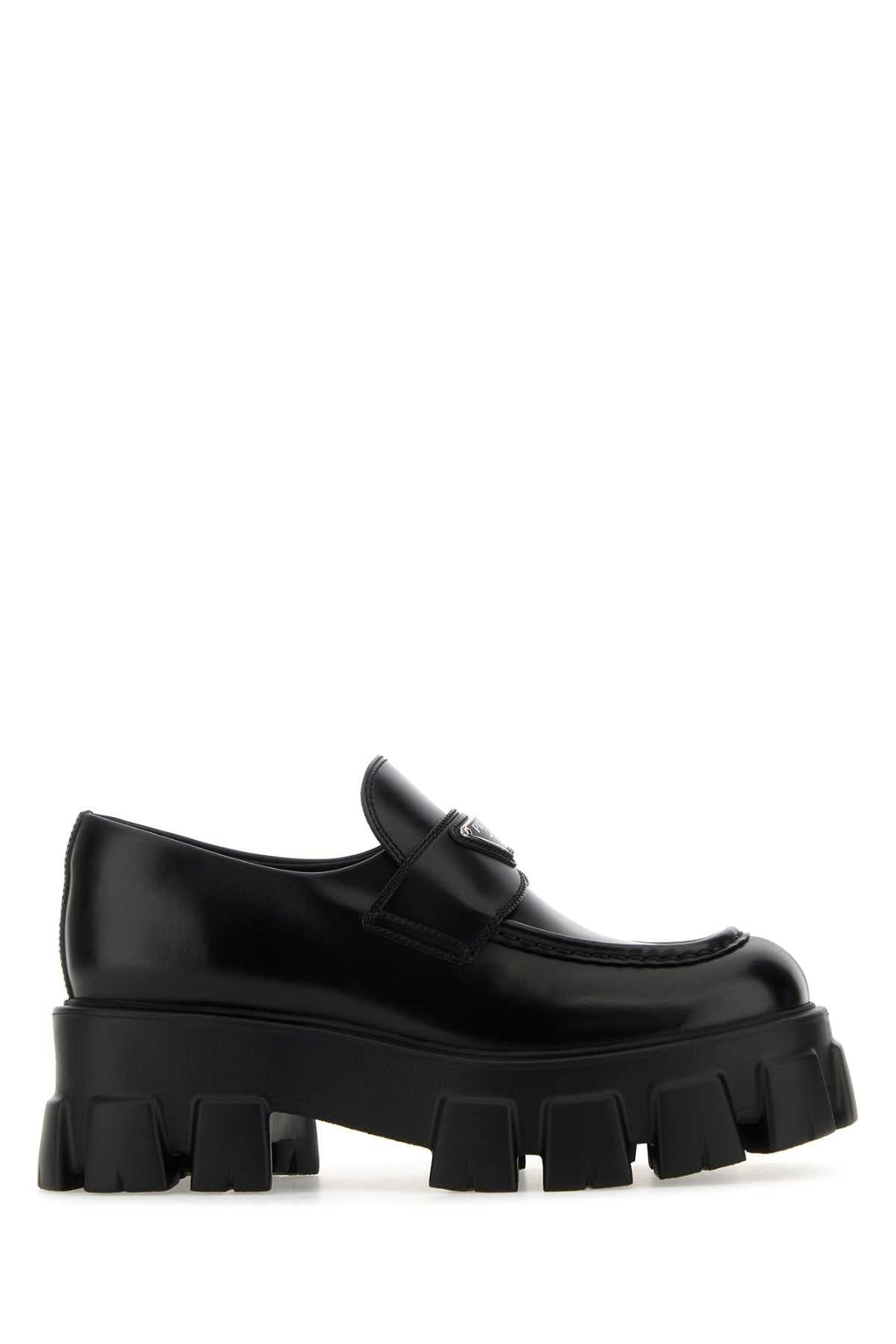 Prada Black Leather Monolith Loafers