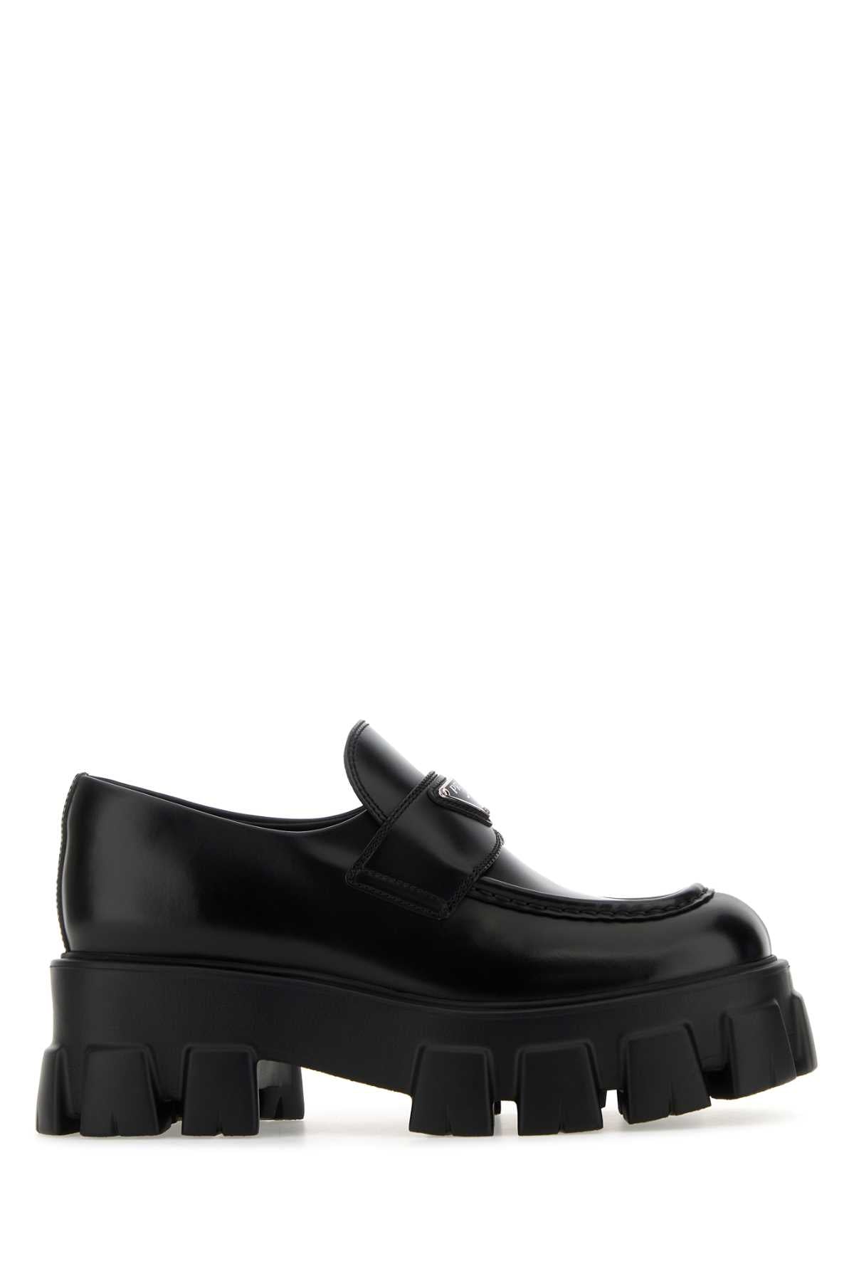 Prada Black Leather Monolith Loafers