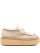 Prada Shearling Trim Suede Loafers