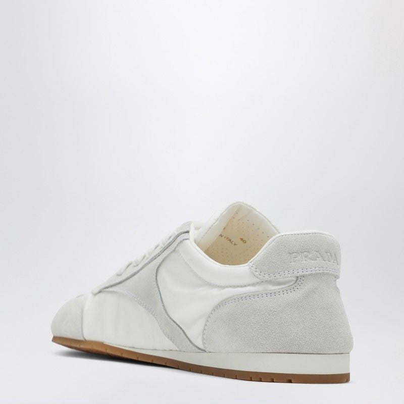 Prada White Sneakers With Suede Inserts