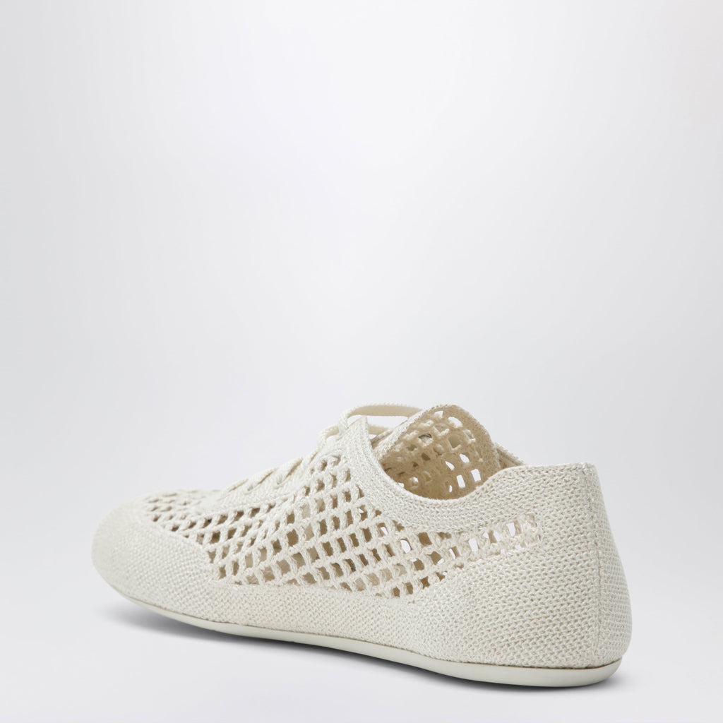 Prada Collapse Sneakers In Ivory Crochet Knit