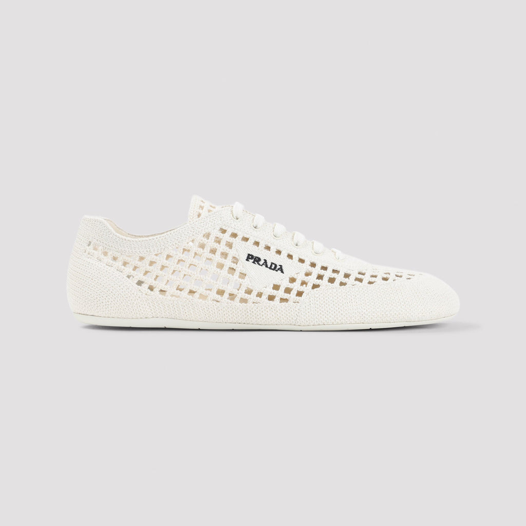 Prada Ivory Crochet Sneakers