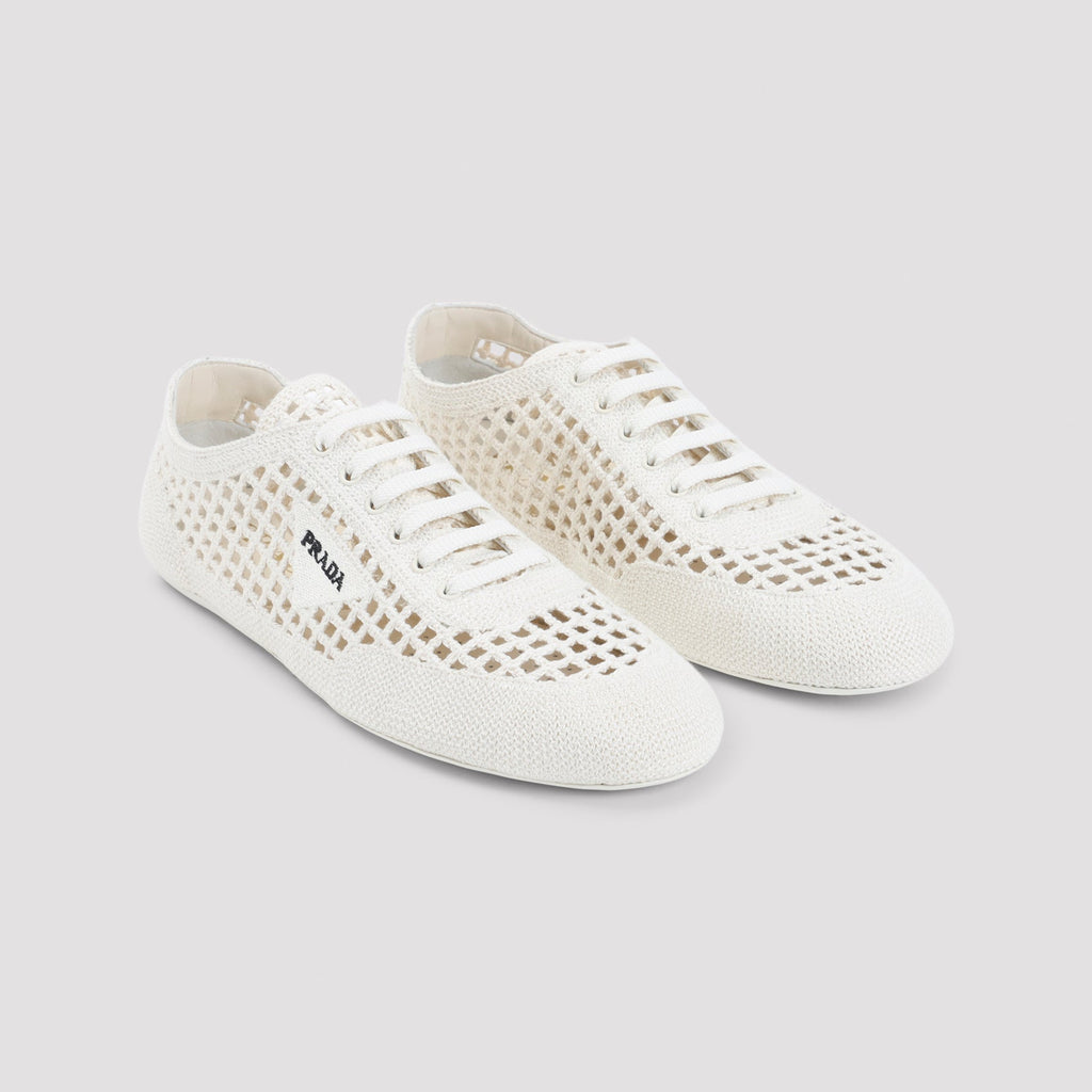 Prada Ivory Crochet Sneakers