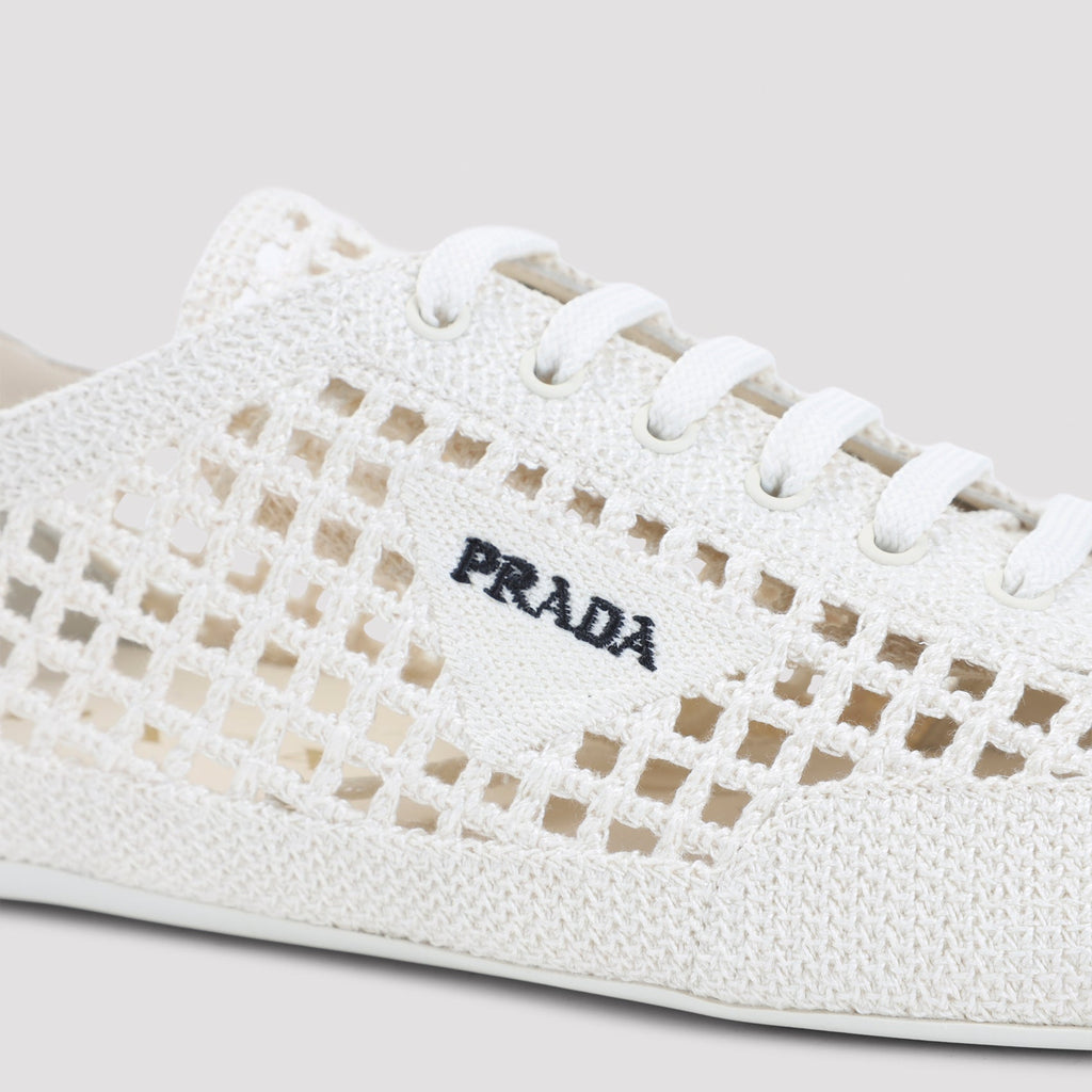 Prada Ivory Crochet Sneakers
