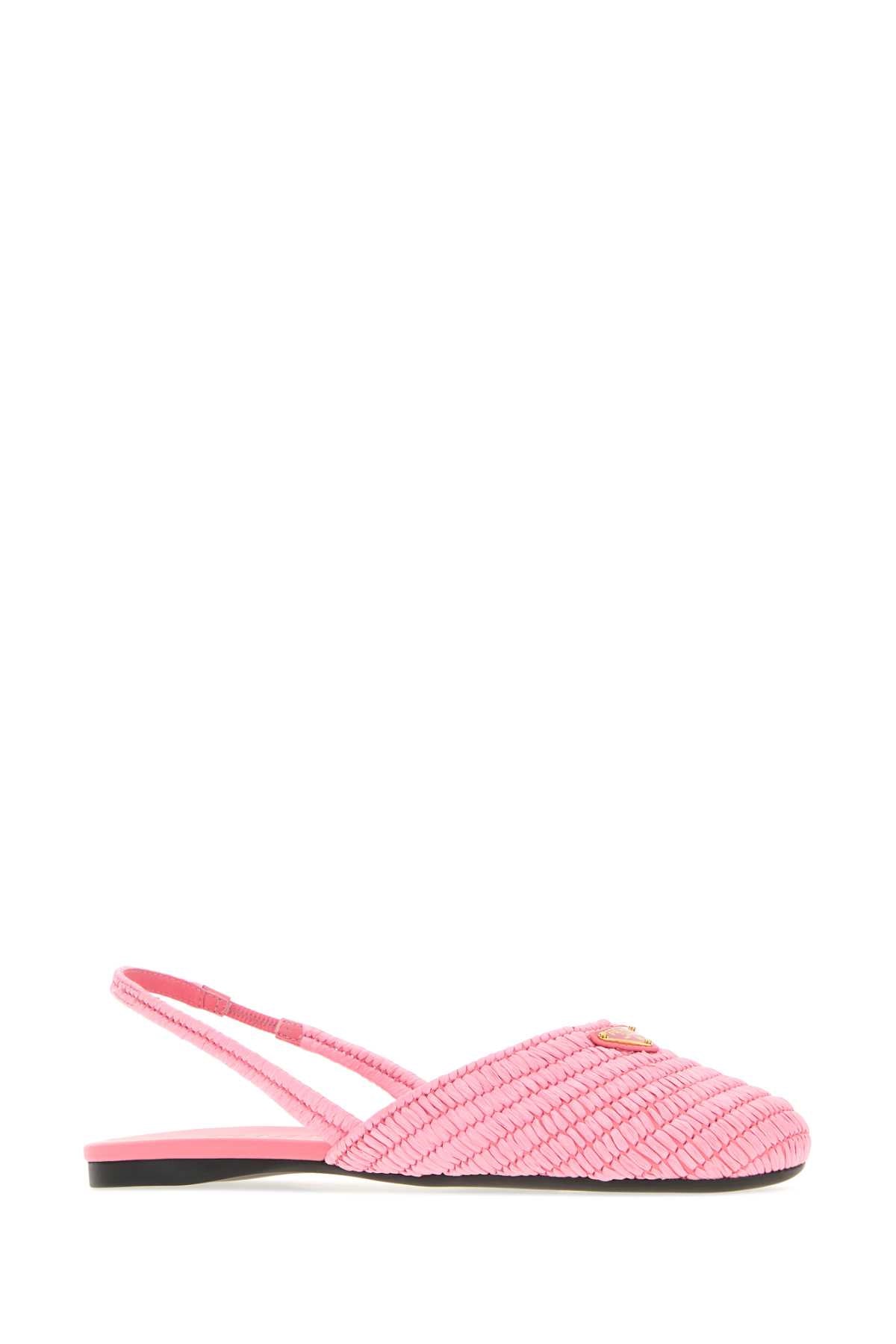 Prada Pink Raffia Ballerinas