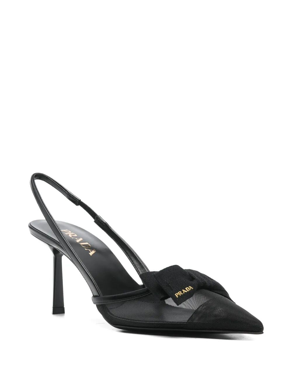 Prada Bow Detail Mesh Slingback Pumps